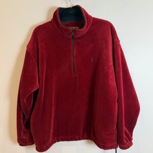 NBA Fleece Quarter Zip Pullover Sweatshirt Red Basketball Fan Gear Size L